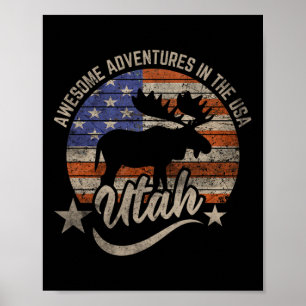 Póster Bandera de Utah EE. UU. Salt Lake City Senderismo