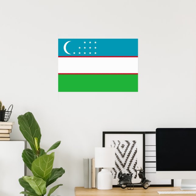Póster Bandera de Uzbekistán (Oficina en casa)