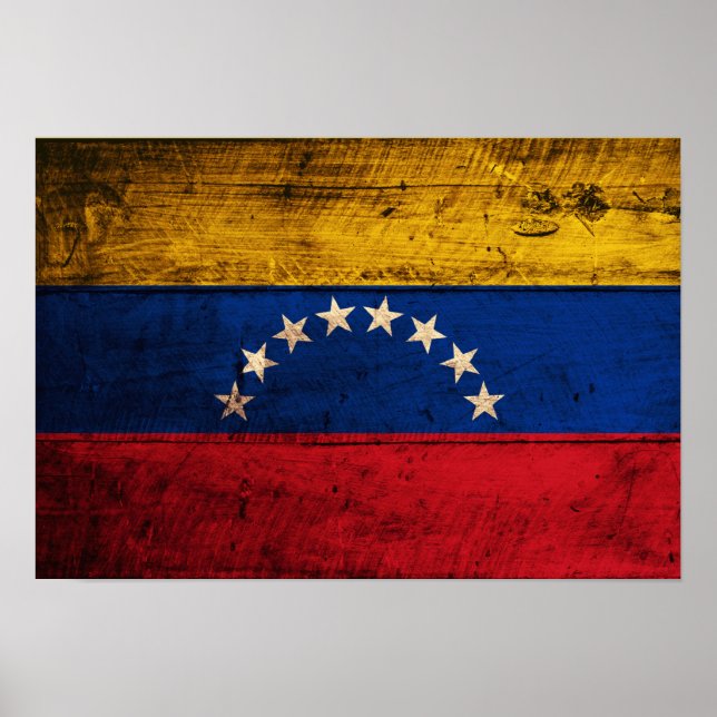 Póster Bandera de Venezuela antigua de madera (Frente)