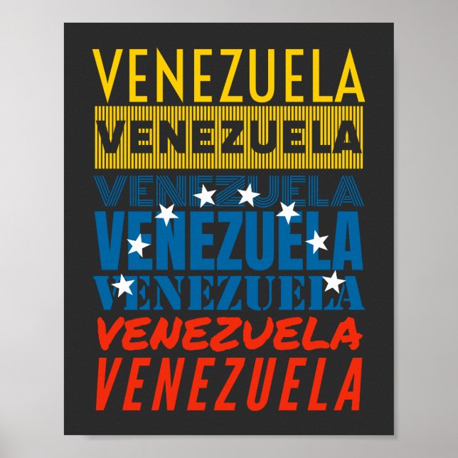 Póster Bandera de Venezuela de la palabra Venezuela (Frente)
