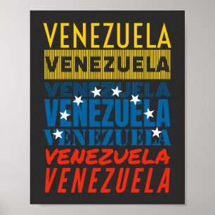 Póster Bandera de Venezuela hecha de la palabra Venezuela