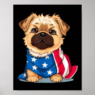 Póster Bandera de verano de perro lindo Día Memorial de E
