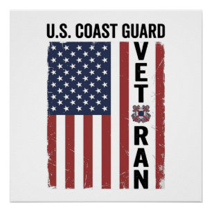 Póster Bandera de veterano de la Guardia Costera Diseño v