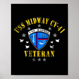 Póster Bandera de veterano del portaaviones Uss Midway Cv