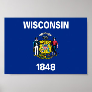 Póster Bandera de Wisconsin