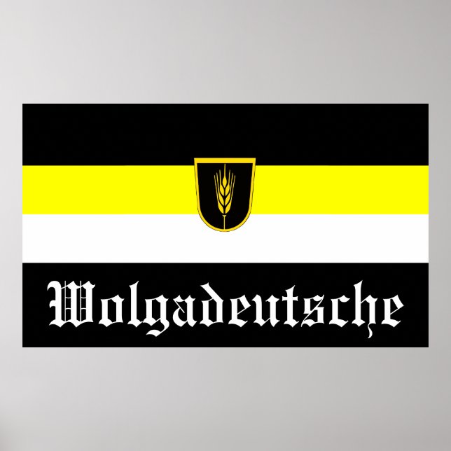 Póster Bandera de Wolgadeutsche (versión en blanco/negro/ (Frente)
