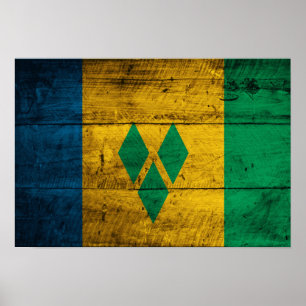 Póster Bandera de Wood San Vicente y las Granadinas
