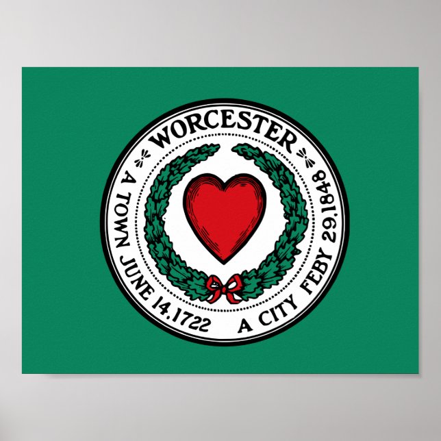 Póster Bandera de Worcester, Massachusetts (Frente)