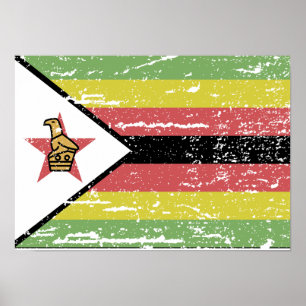Póster Bandera de Zimbabue vintage