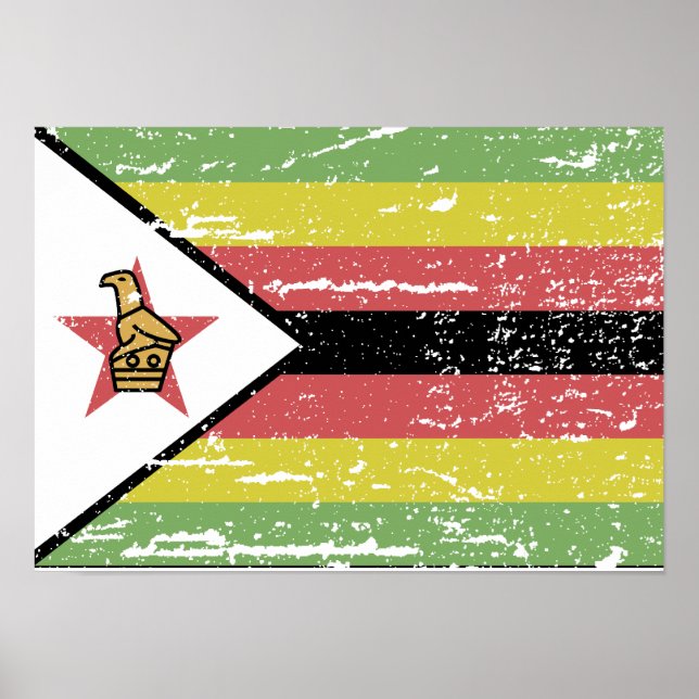 Póster Bandera de Zimbabue vintage (Frente)