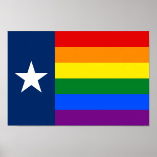 Póster Bandera del arco iris del orgullo gay de Tejas