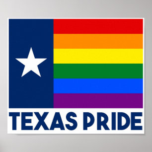 Póster Bandera del arco iris del orgullo gay de Tejas