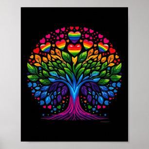Póster Bandera del arcoíris de la vida del árbol Lgbt Coo