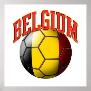 Póster Bandera del balón de fútbol de Bélgica