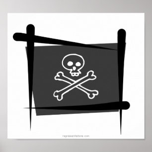Póster Bandera del cepillo del pirata
