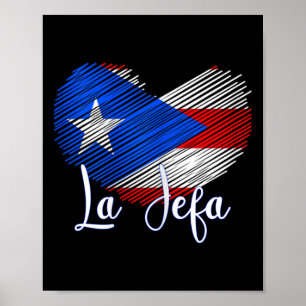 Póster Bandera del Corazón de Boricua Jefa Puerto Rico