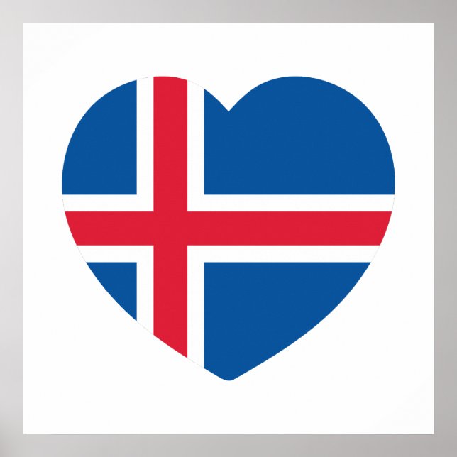 Póster Bandera del corazón de Islandia (Frente)
