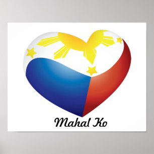 Póster Bandera del corazón filipina Poster "Mahal Ko"