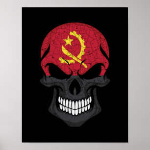 Póster Bandera del cráneo sonriente de Angola
