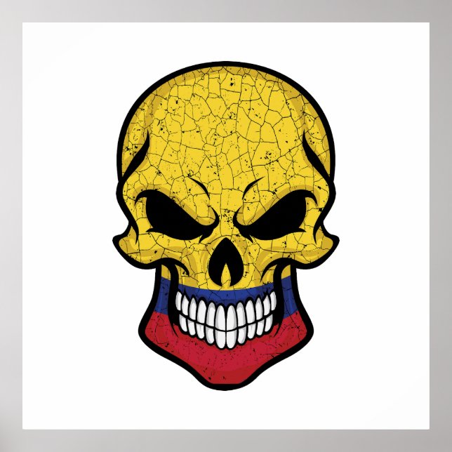 Póster Bandera del Cráneo Sonriente de Colombia (Frente)