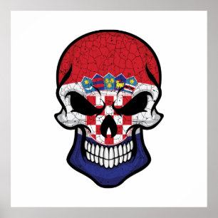 Póster Bandera del cráneo sonriente de Croacia