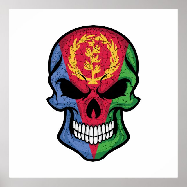 Póster Bandera del cráneo sonriente de Eritrea (Frente)