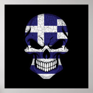 Póster Bandera del cráneo sonriente de Grecia
