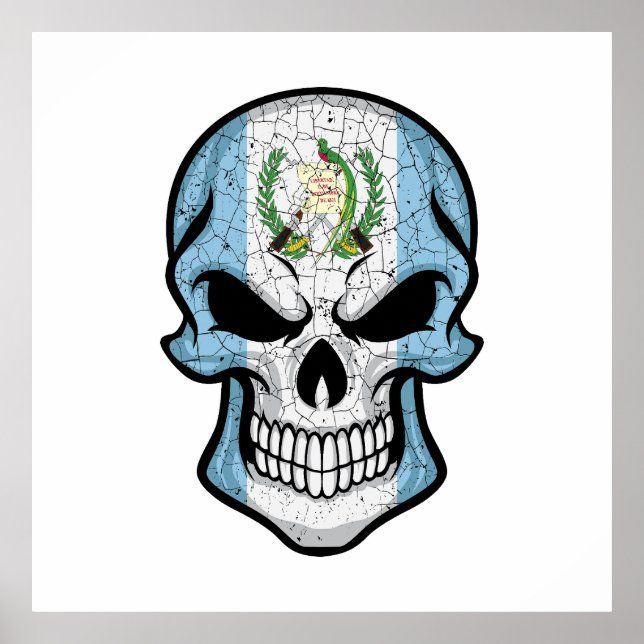 Póster Bandera del cráneo sonriente de Guatemala (Frente)