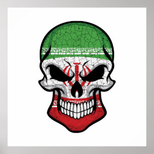 Póster Bandera del cráneo sonriente de Irán