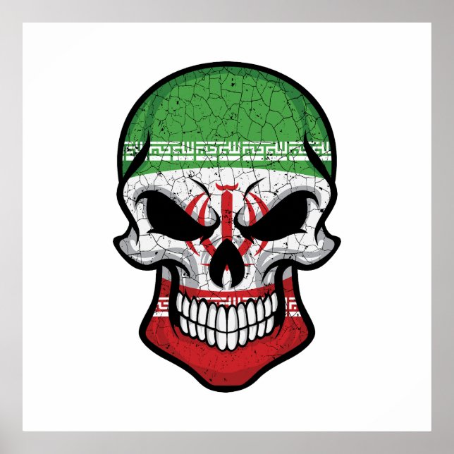 Póster Bandera del cráneo sonriente de Irán (Frente)