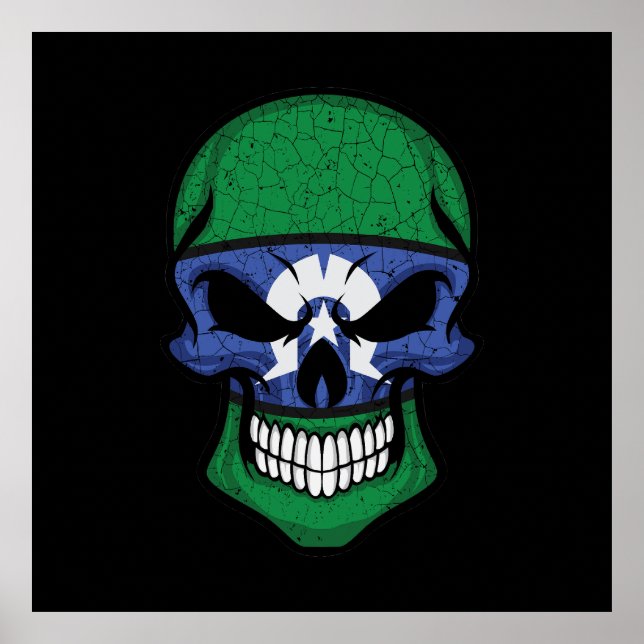 Póster Bandera del cráneo sonriente de las islas del estr (Frente)