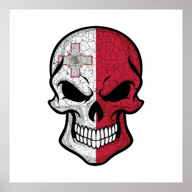 Póster Bandera del cráneo sonriente de Malta (Frente)