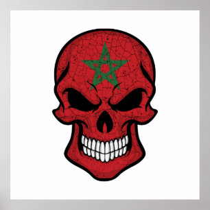 Póster Bandera del cráneo sonriente de Marruecos