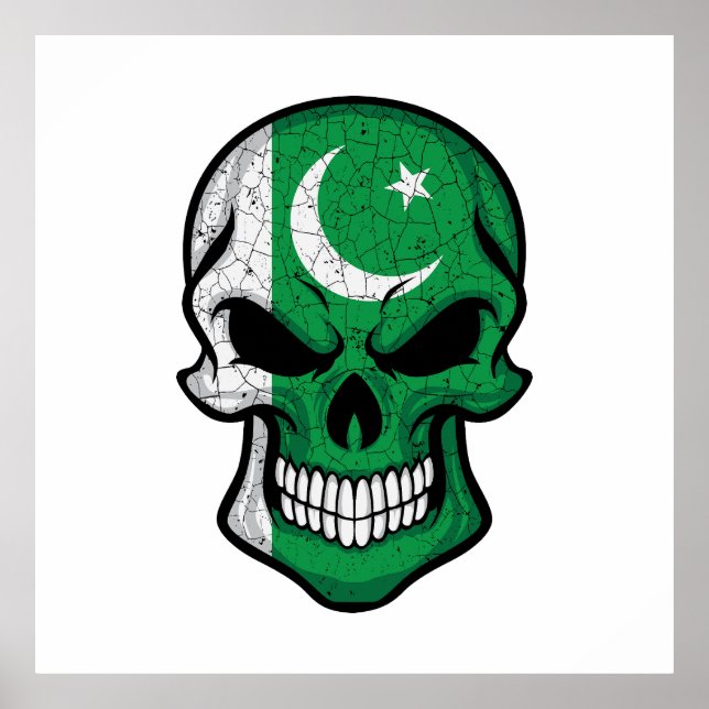 Póster Bandera del cráneo sonriente de Pakistán (Frente)