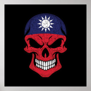 Póster Bandera del cráneo sonriente de Taiwán