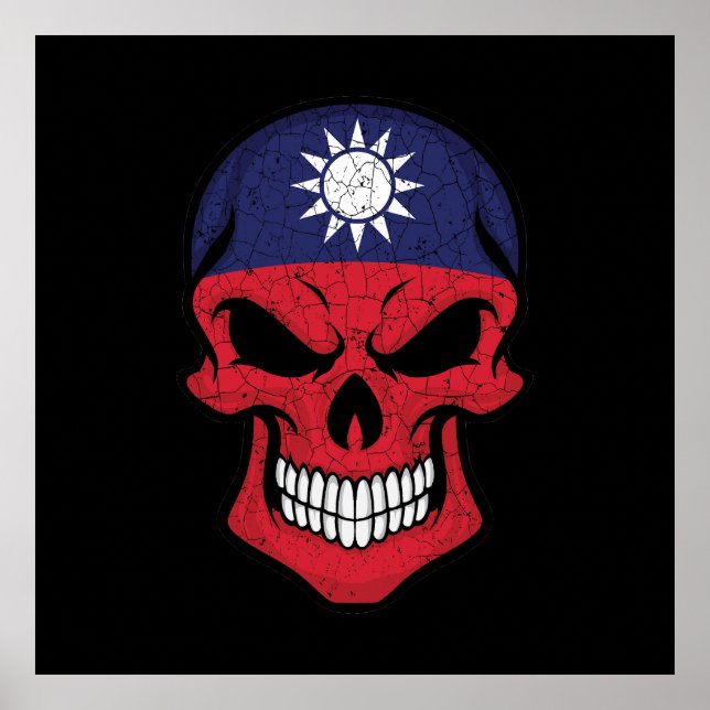 Póster Bandera del cráneo sonriente de Taiwán (Frente)