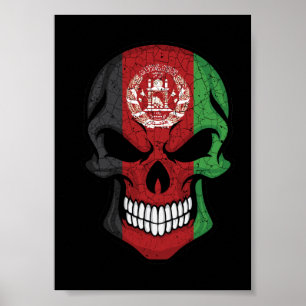 Póster Bandera del cráneo sonriente en Afganistán
