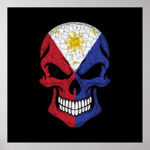 Póster Bandera del cráneo sonriente en Filipinas
