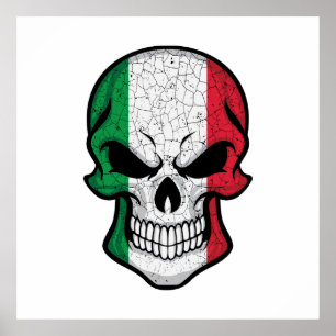Póster Bandera del cráneo sonriente en Italia