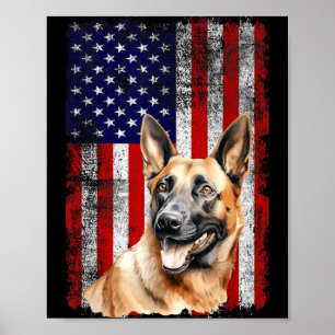 Póster Bandera del Día 4 de Julio para Amantes del Perro 