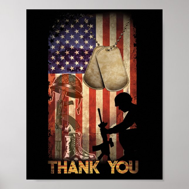 Póster Bandera Del Día De La Memoria Boots Militares Perr (Frente)