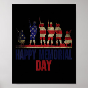 Póster Bandera del Día de los Caídos Felices para Veteran