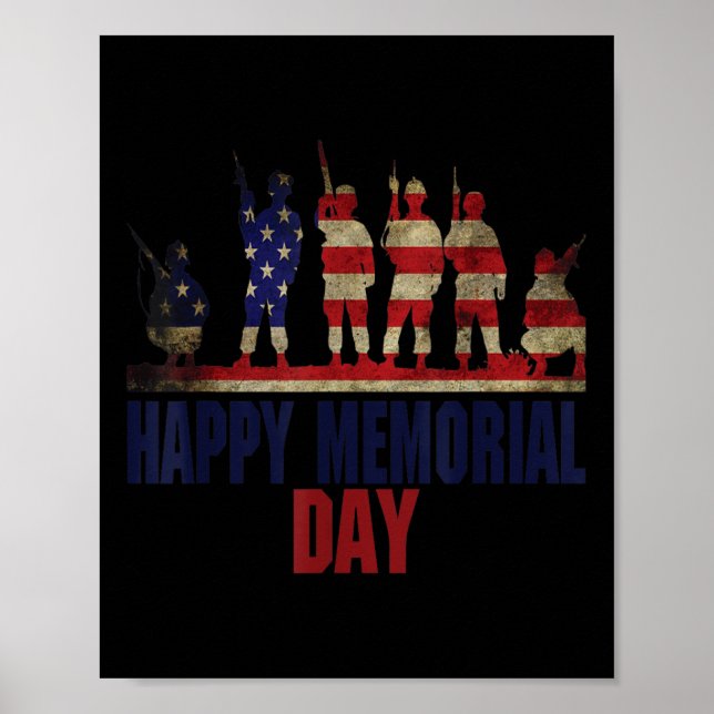 Póster Bandera del Día de los Caídos para Veteranos Felic (Frente)
