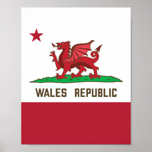 Póster Bandera del dragón de la República de Gales Orgull