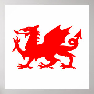 Póster Bandera del dragón galés, Bandera del dragón de Ga