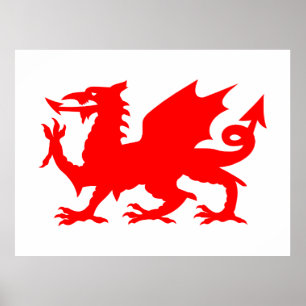 Póster Bandera del dragón galés, Bandera del dragón de Ga
