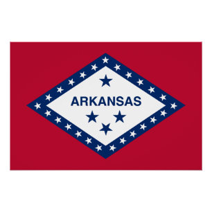 Póster Bandera del estado de Arkansas