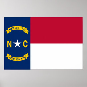 Póster Bandera del Estado de Carolina del Norte