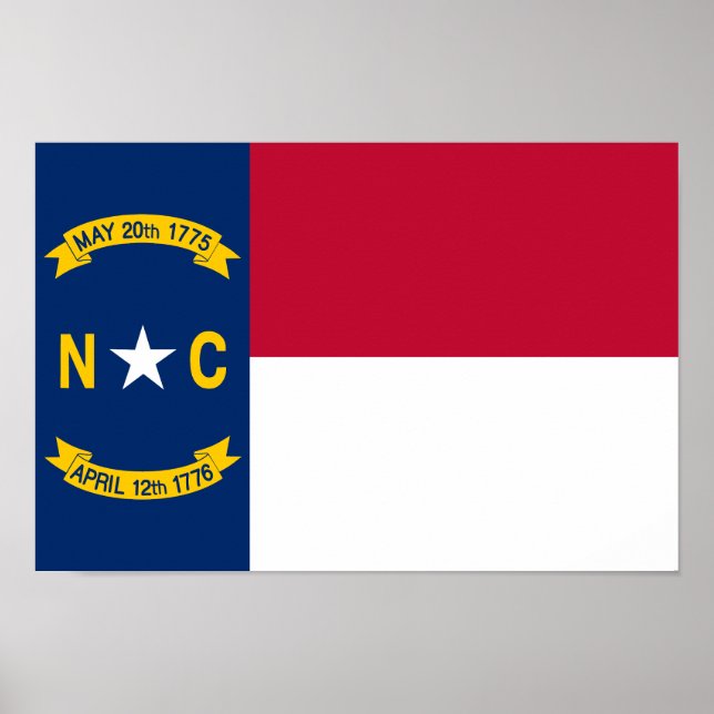 Póster Bandera del Estado de Carolina del Norte (Frente)