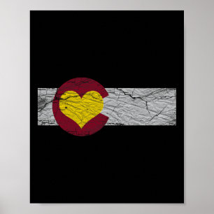 Póster Bandera del estado de Colorado Corazón Montañas Ro
